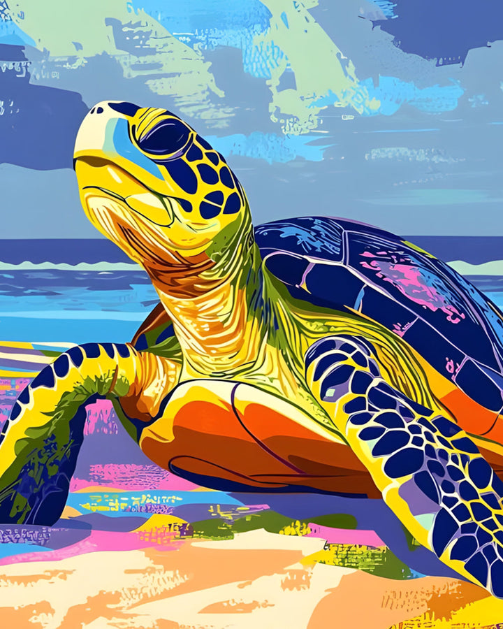 Schildpad aan de Kust Diamond Painting