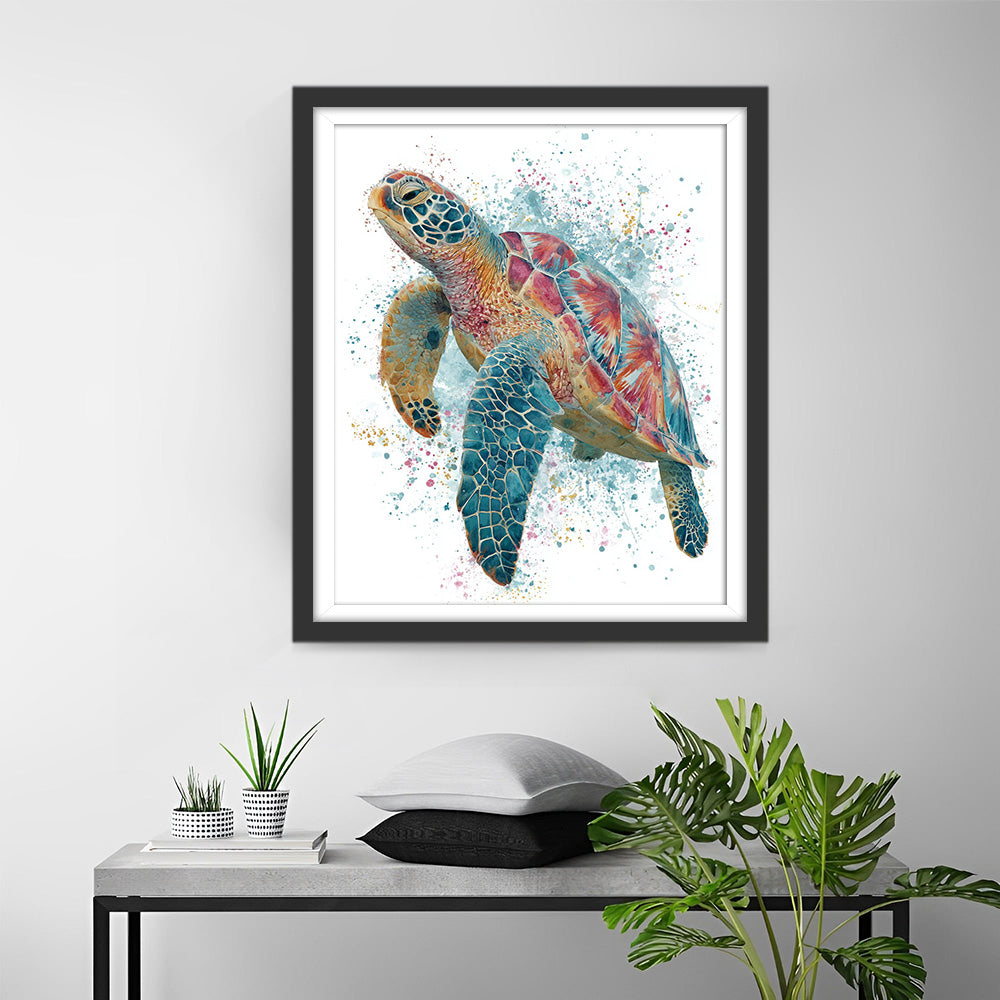 Schildpad in Waterverf Stijl Diamond Painting