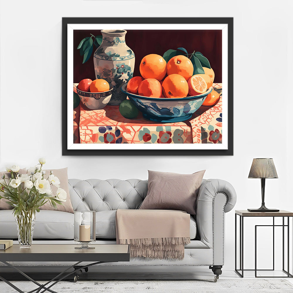 Sinaasappels en Porseleinen Vaas Diamond Painting