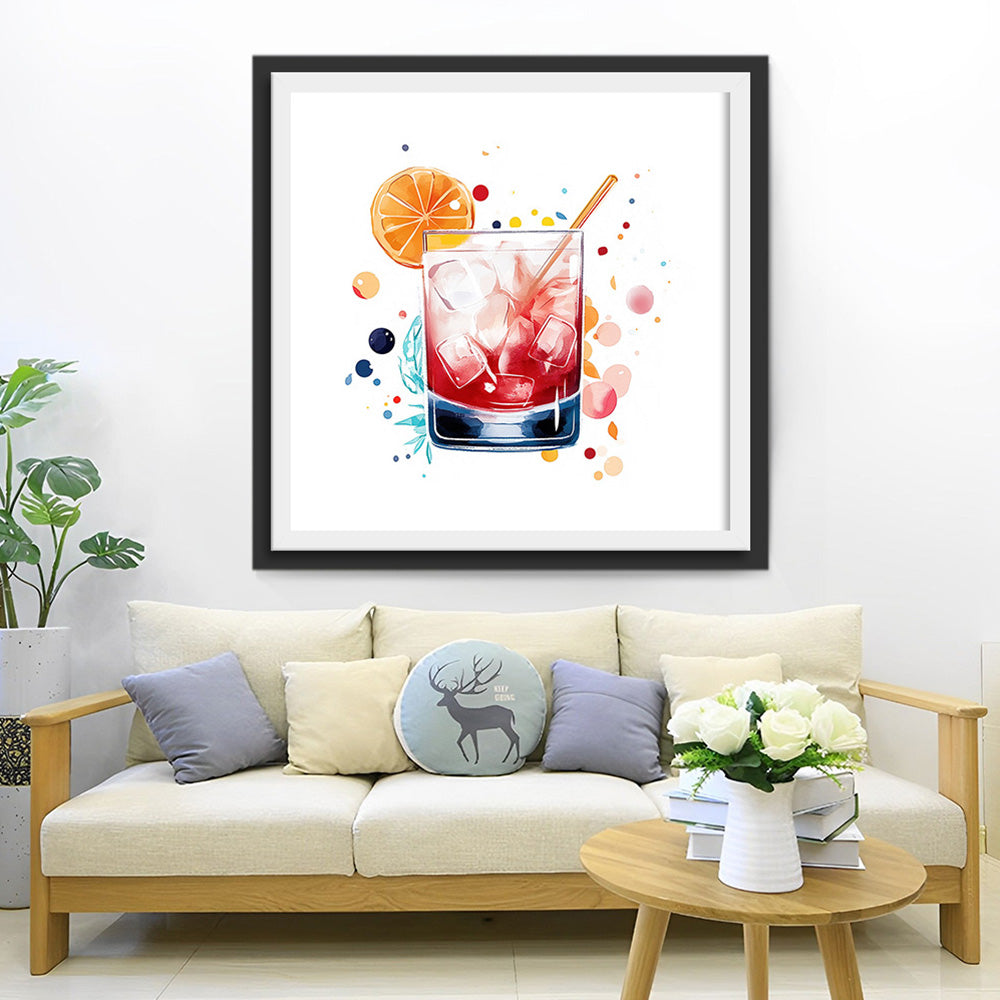 Sinaasappelsap Cocktail met IJs Diamond Painting