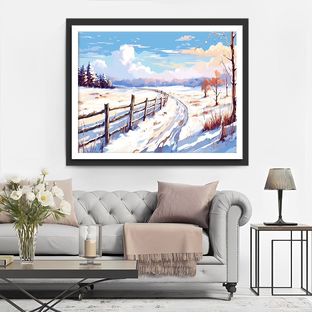Sneeuw en Blauwe Lucht Diamond Painting