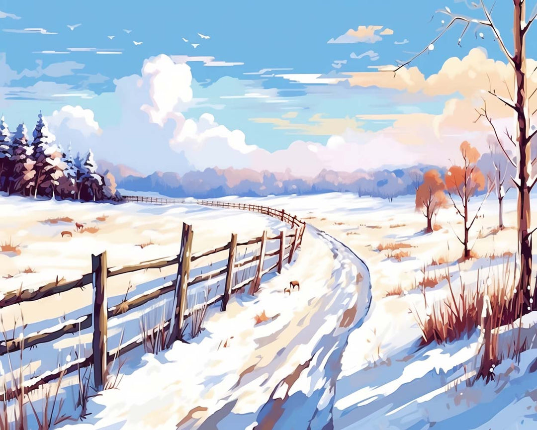 Sneeuw en Blauwe Lucht Diamond Painting