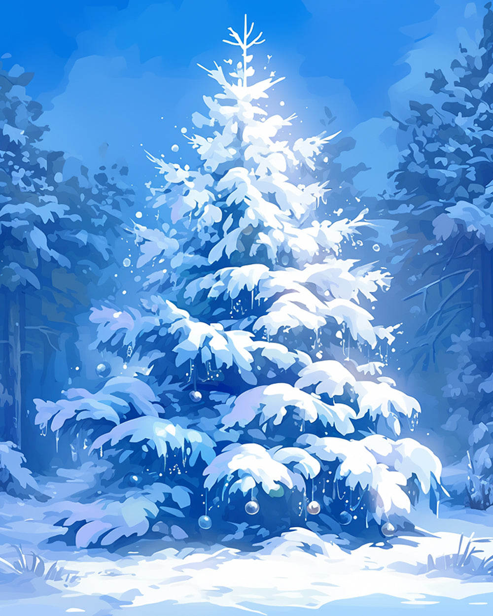 Sneeuwrijke Kerstboom Diamond Painting
