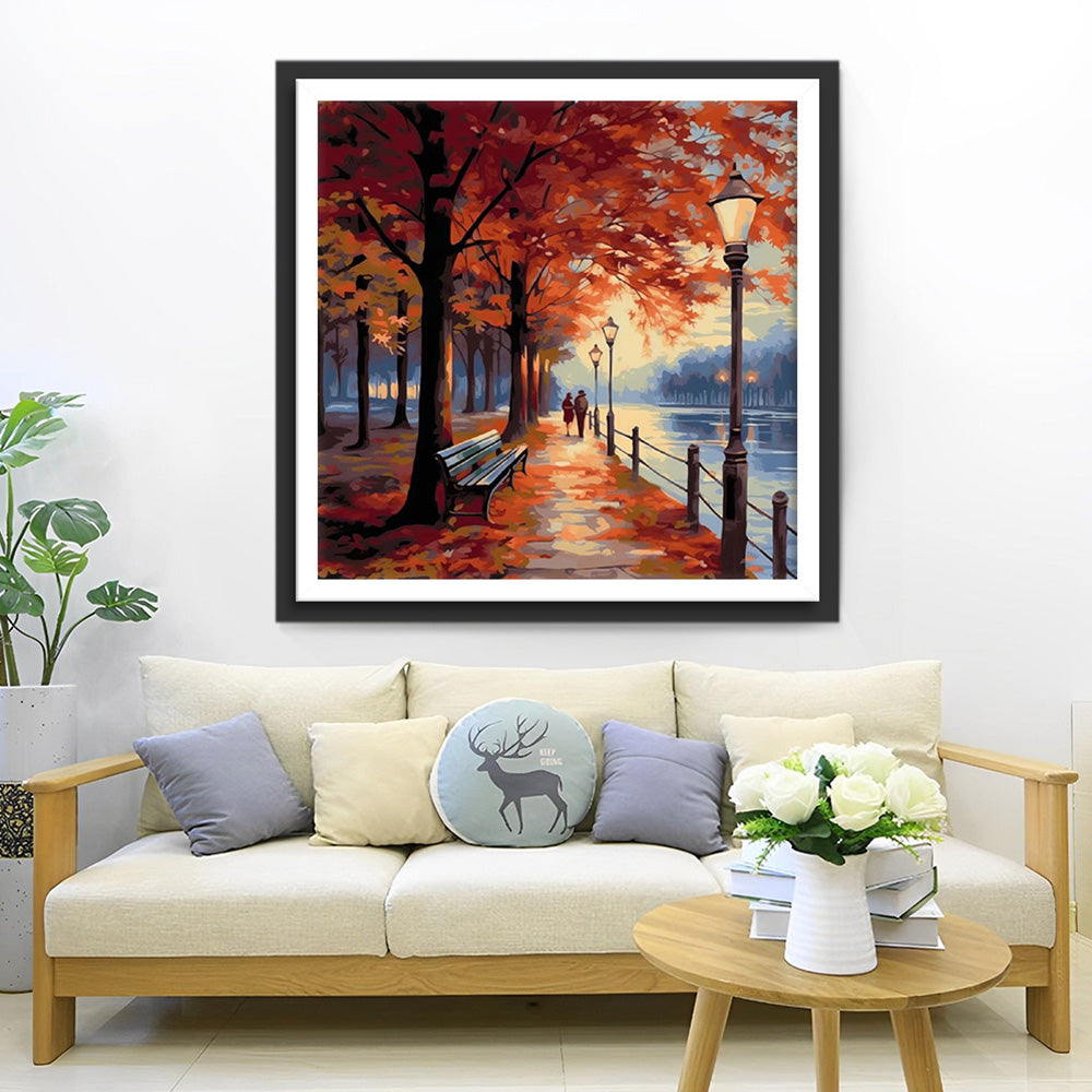 Stel onder de Rode Esdoornboom Diamond Painting