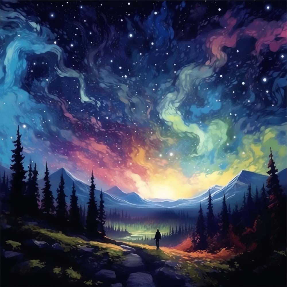 Sterrenhemel met Aurora Diamond Painting