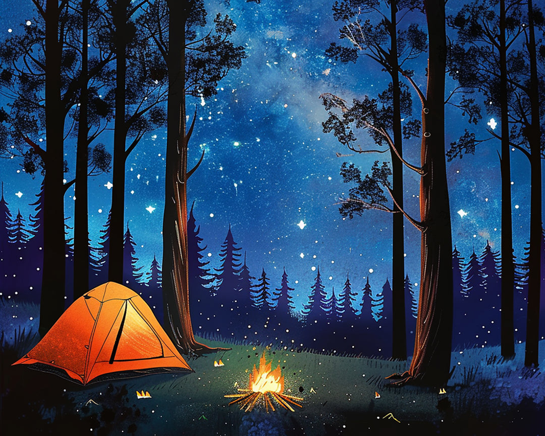 Sterrennacht in het Kampeerbos Diamond Painting