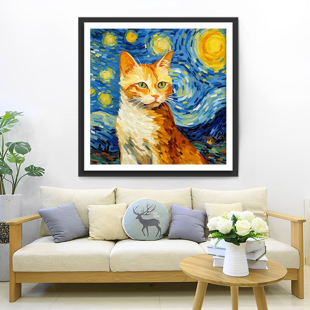 Sterrennacht Kat Diamond Painting