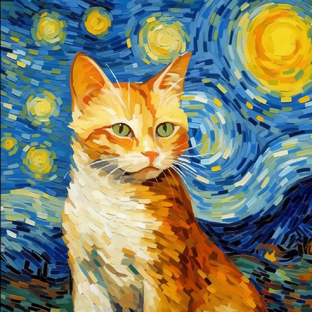 Sterrennacht Kat Diamond Painting