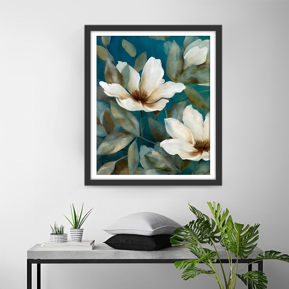 Stille Witte Magnolia Diamond Painting