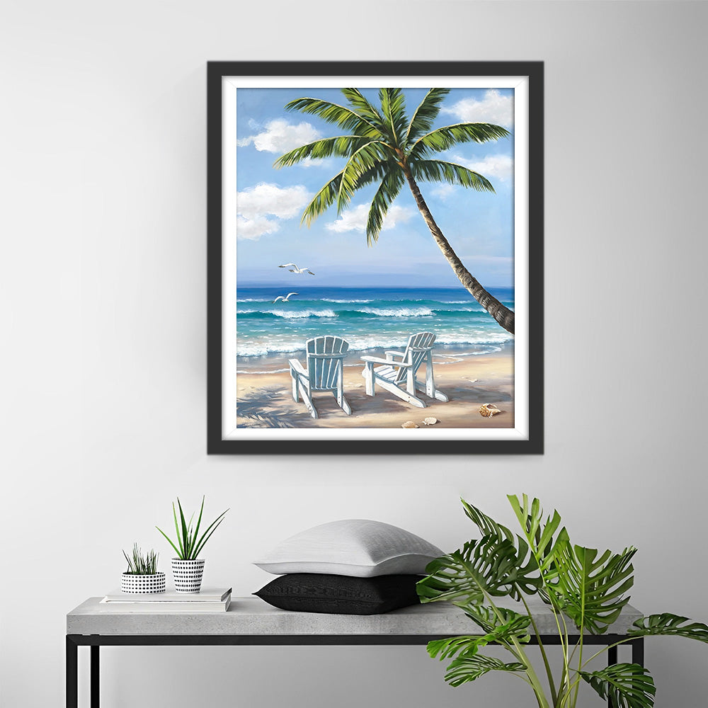 Strandstoelen en Palmbomen Diamond Painting