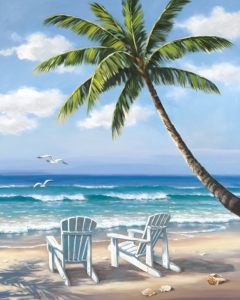 Strandstoelen en Palmbomen Diamond Painting