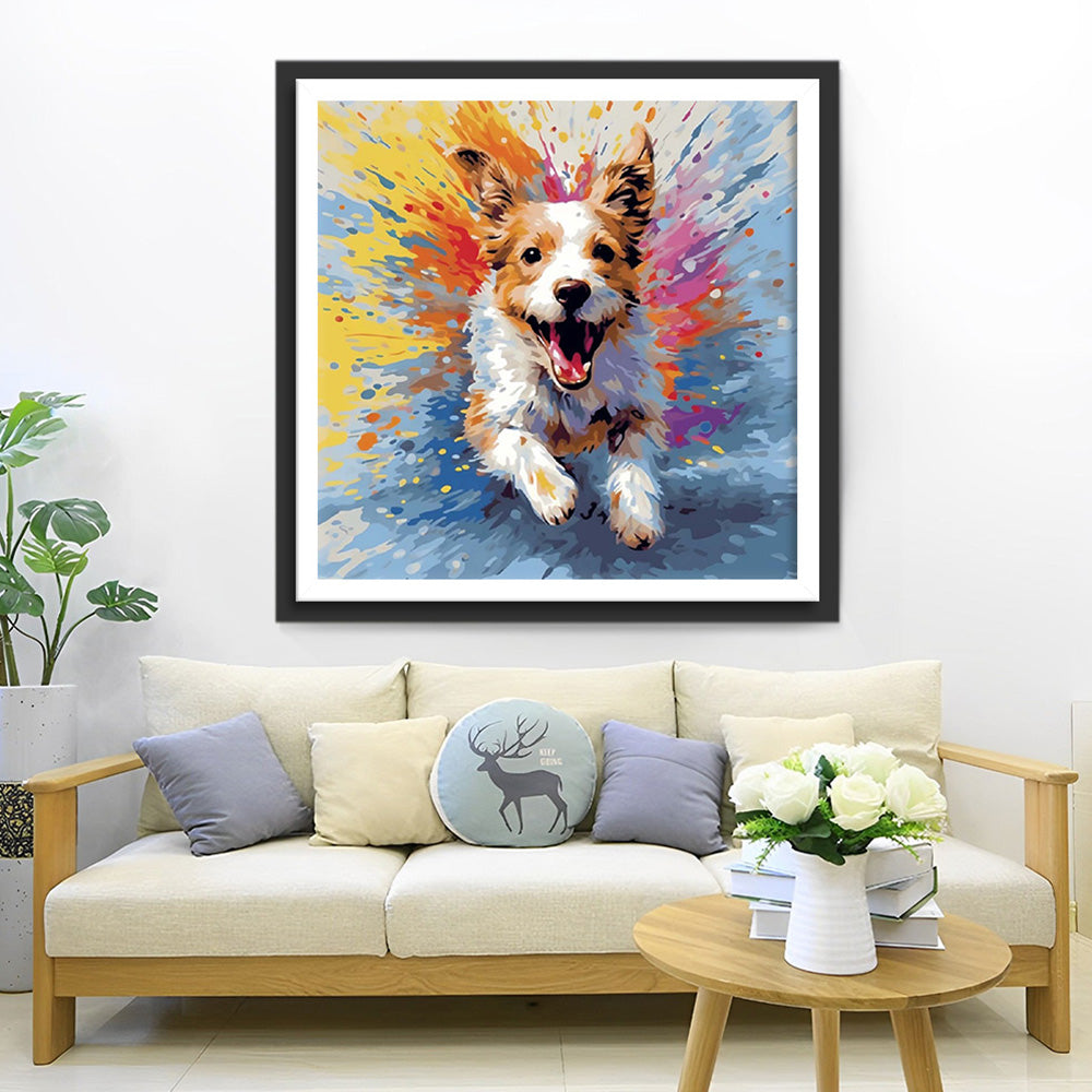 Super Blije Hond die Rent Diamond Painting