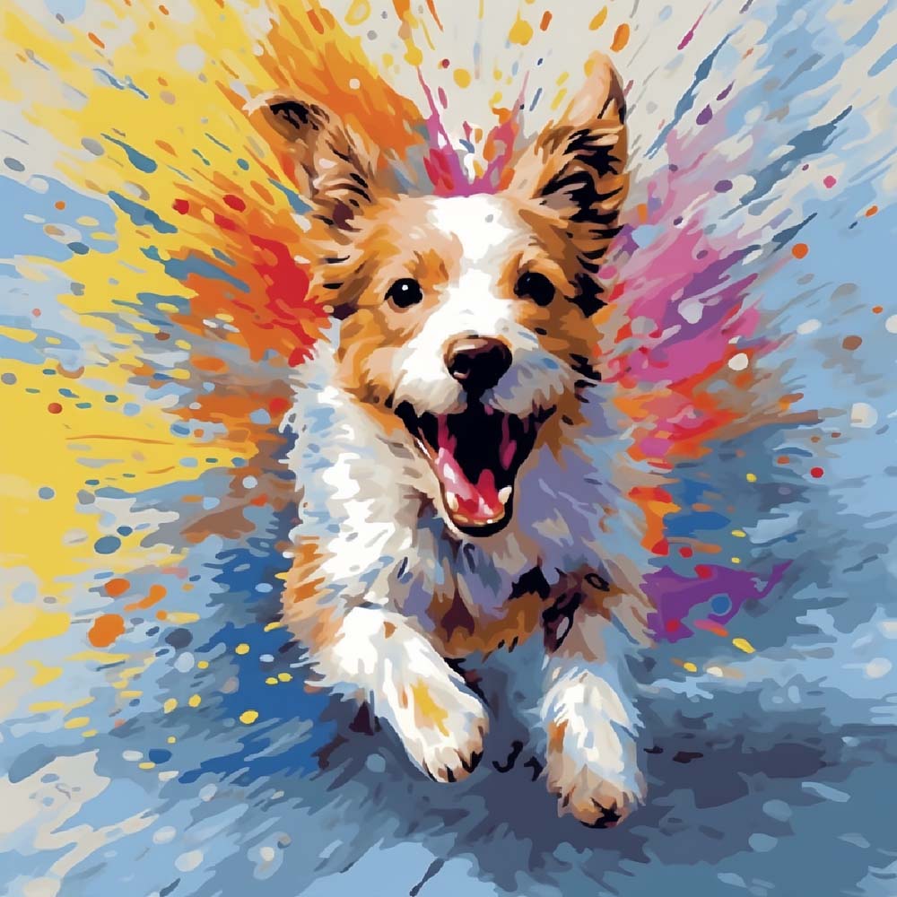 Super Blije Hond die Rent Diamond Painting