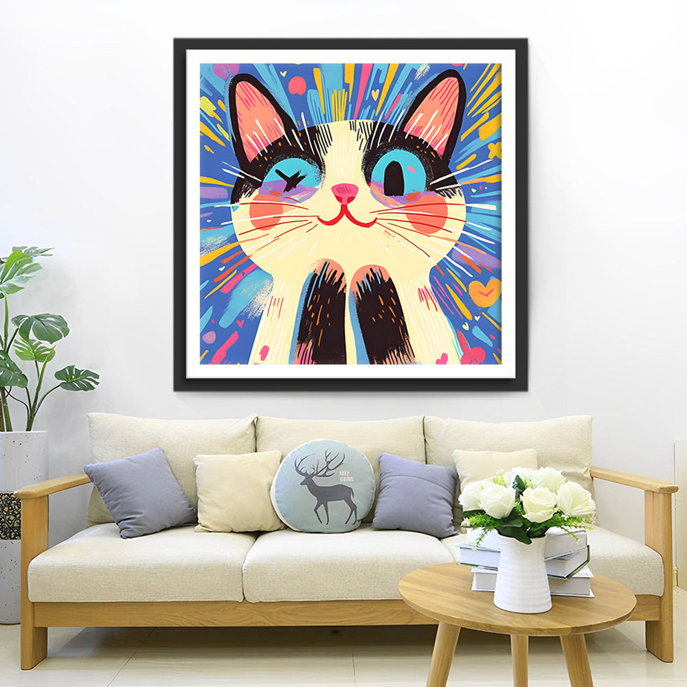 Super Blije Schattige Kat Diamond Painting