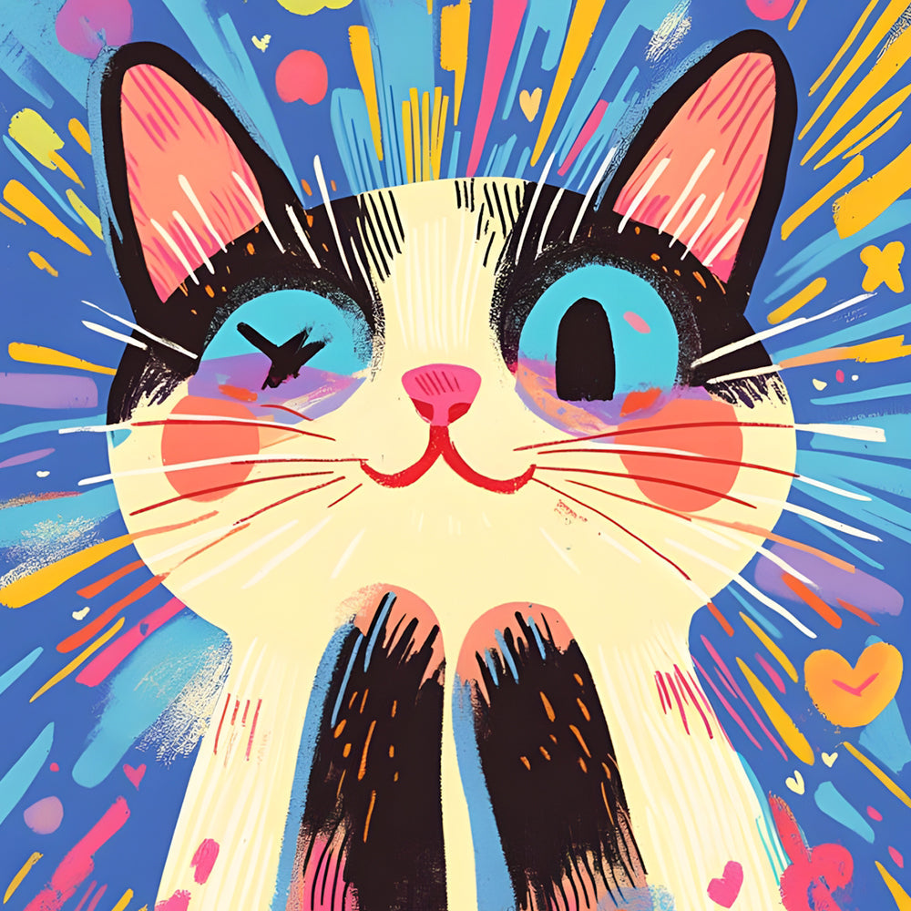Super Blije Schattige Kat Diamond Painting