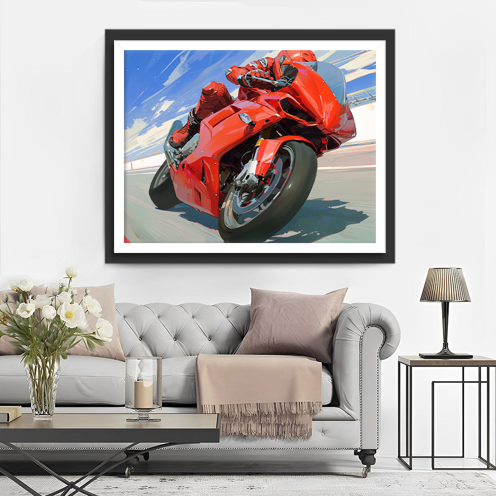 Tempo en Passie Motortafereel Diamond Painting