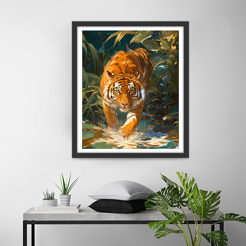 Tijger in de Beek Diamond Painting
