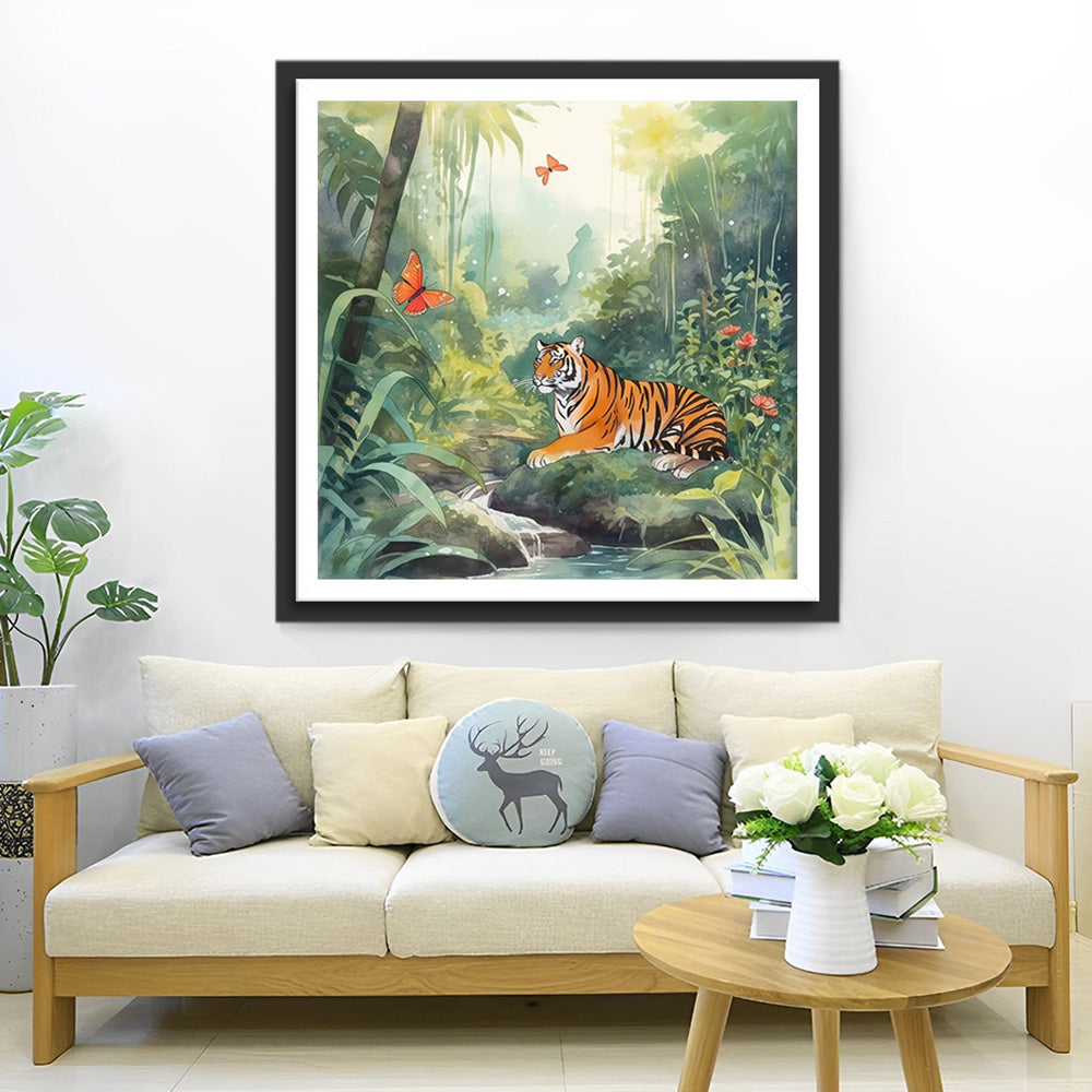 Tijger in de Jungle Diamond Painting