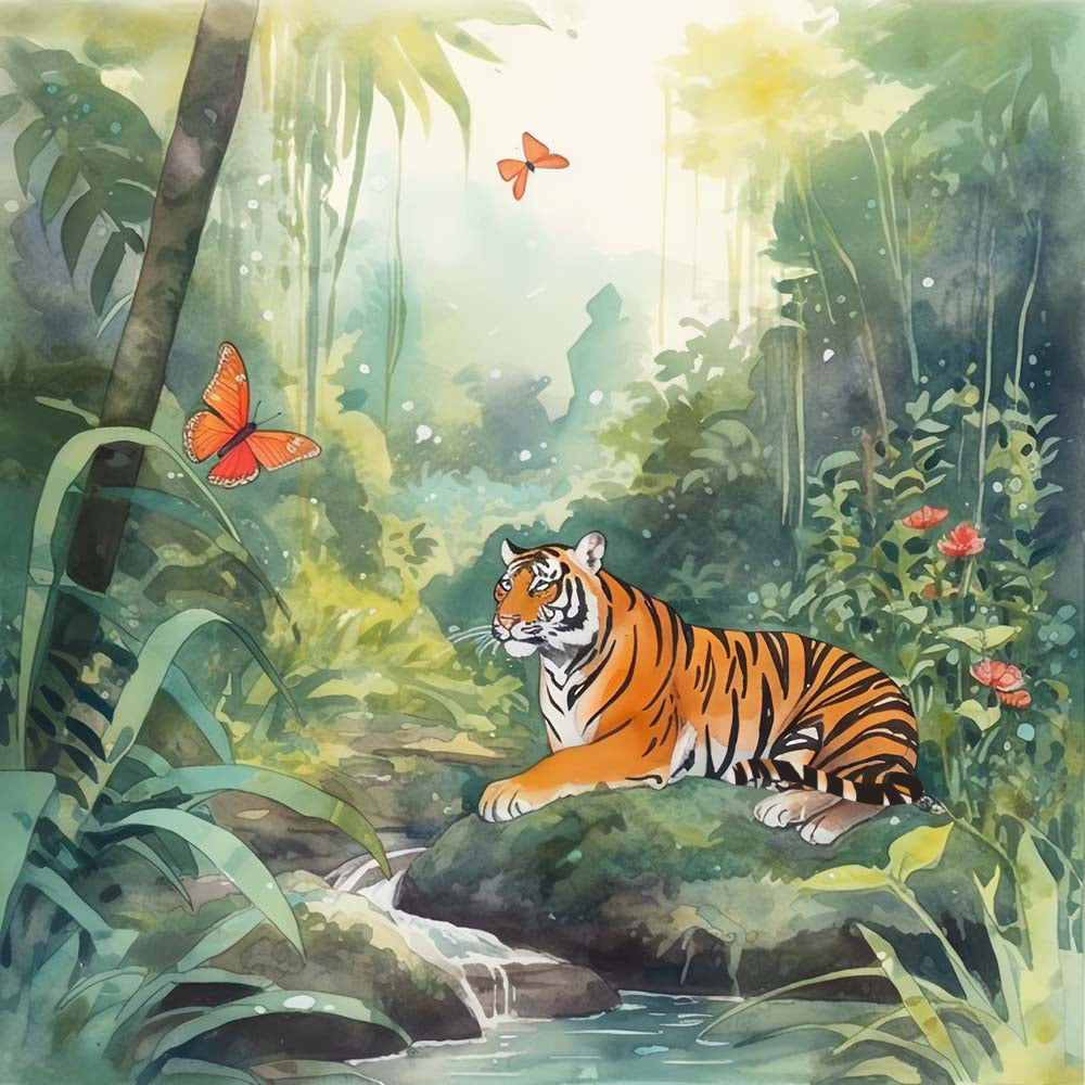 Tijger in de Jungle Diamond Painting