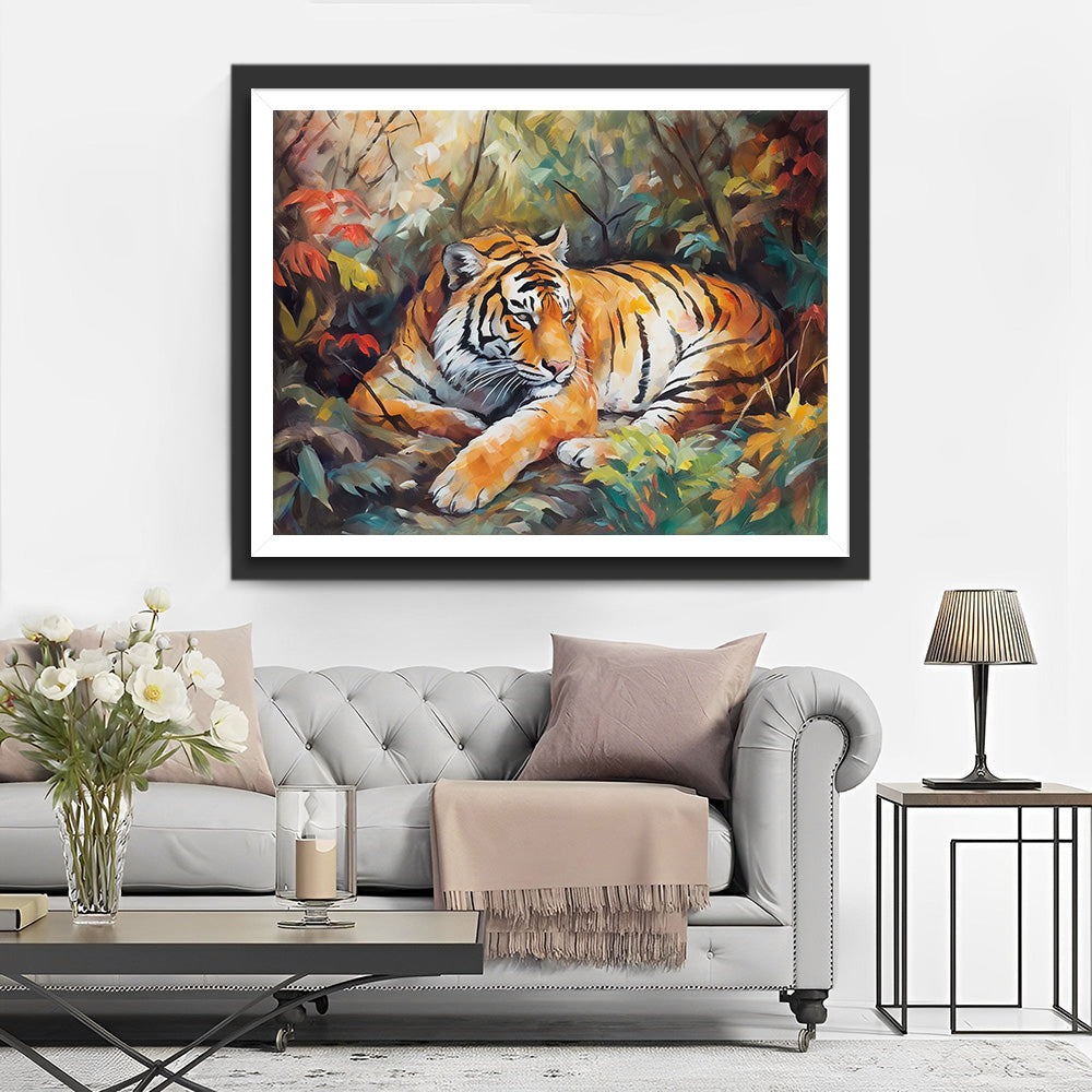 Tijger Liggend in het Jungle Diamond Painting