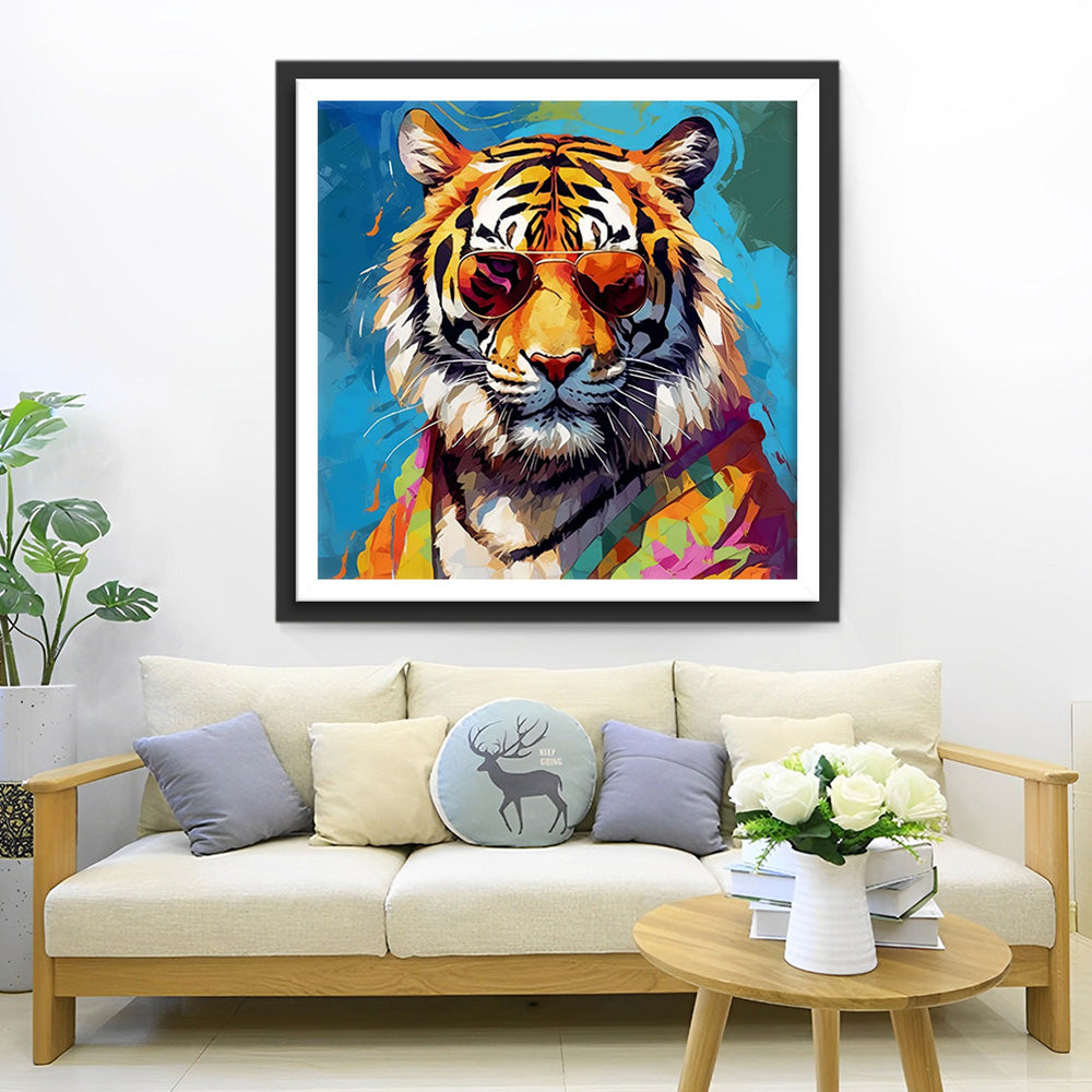 Tijger met Modieuze Zonnebril Diamond Painting
