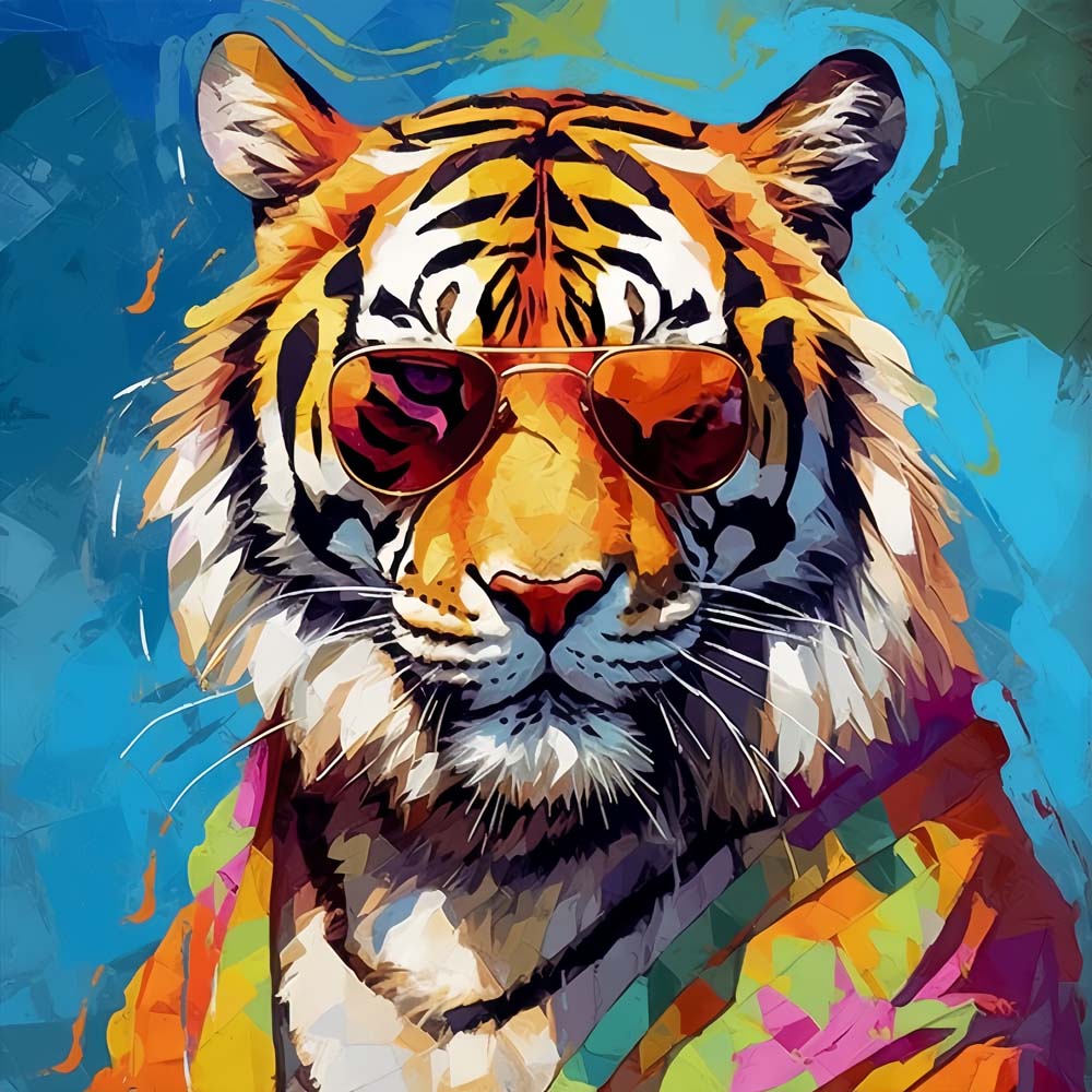 Tijger met Modieuze Zonnebril Diamond Painting