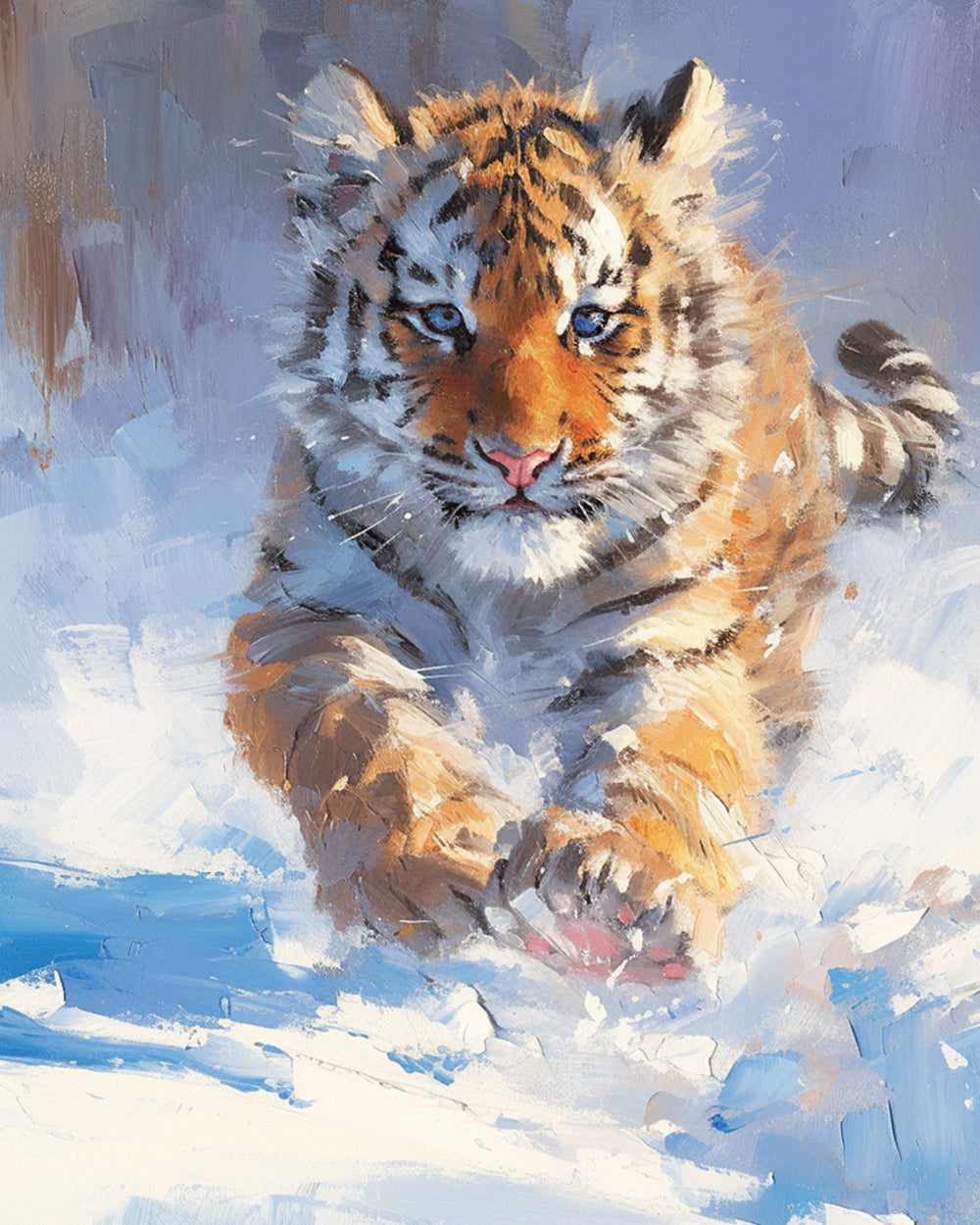 Tijger Rent in de Sneeuw Diamond Painting