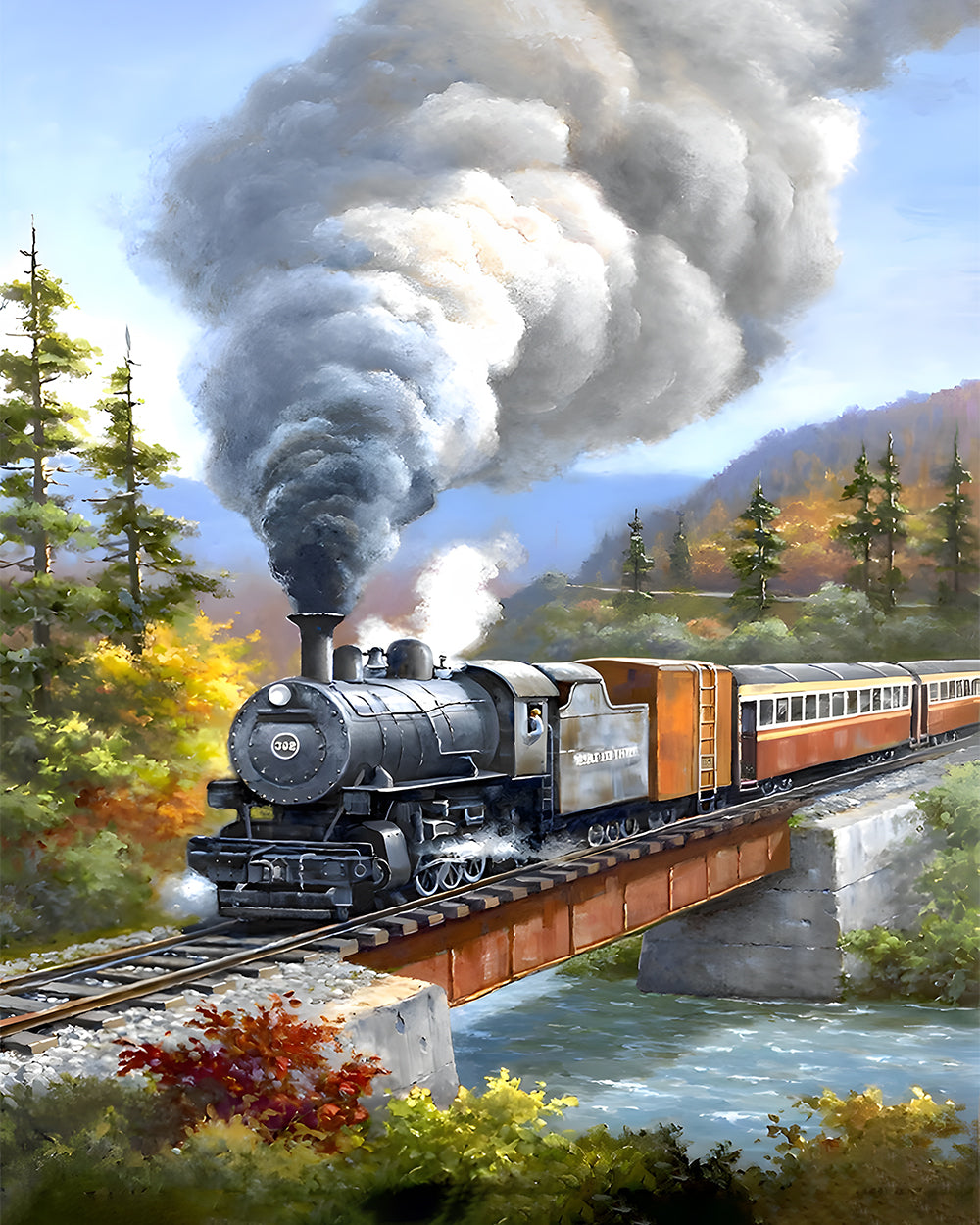 Trein Reist Door Het Bos Diamond Painting
