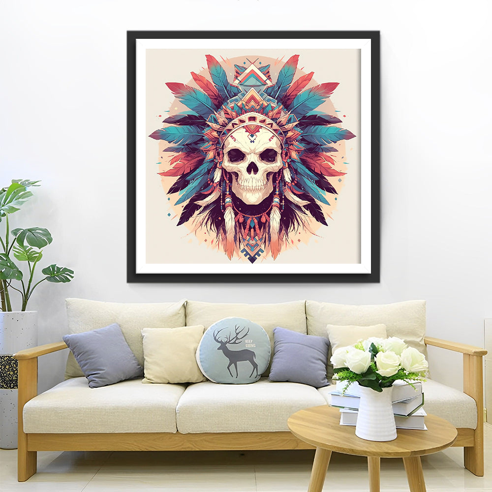 Tribaal Versierde Schedel Diamond Painting
