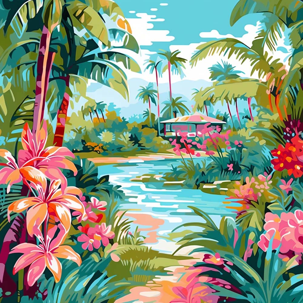 Tropische Planten en Bloemen Diamond Painting