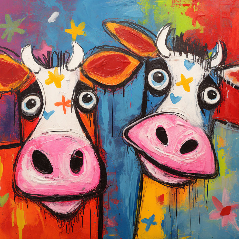 Twee Cartoon Koeien Diamond Painting