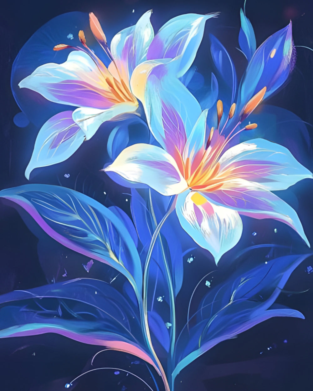 Twee Gloeiende Lelies Diamond Painting