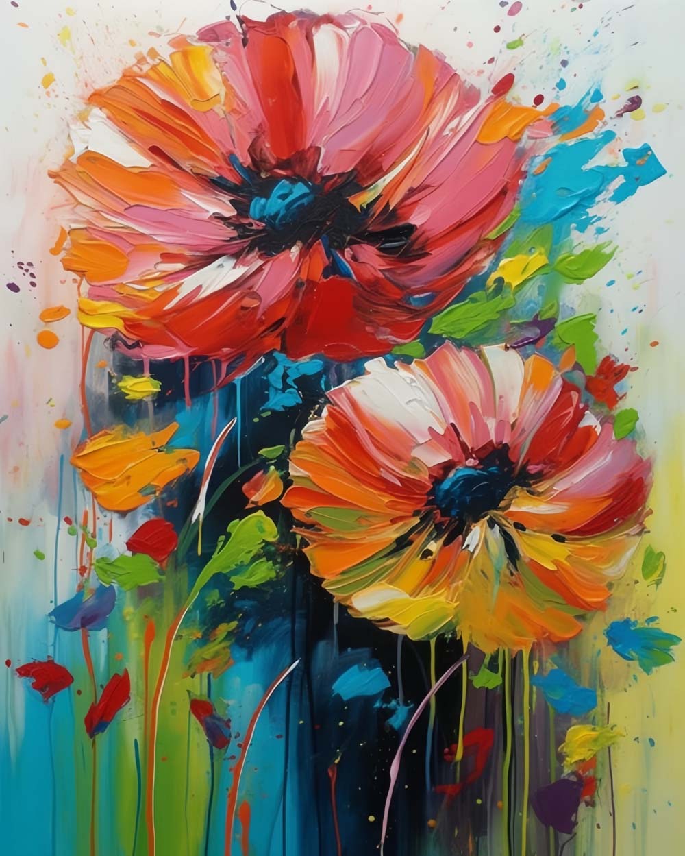 Twee Rode Klaprozen Diamond Painting
