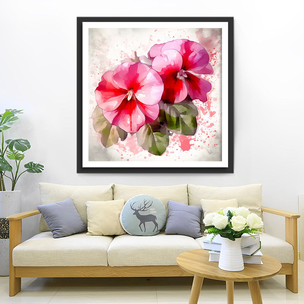 Twee Roze Bloemen Diamond Painting