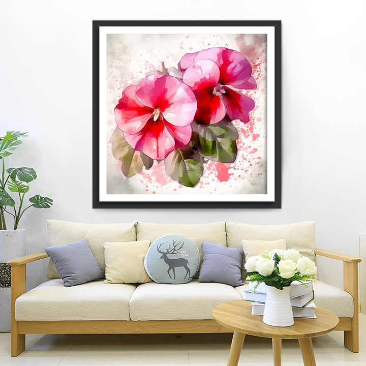 Twee Roze Bloemen Diamond Painting