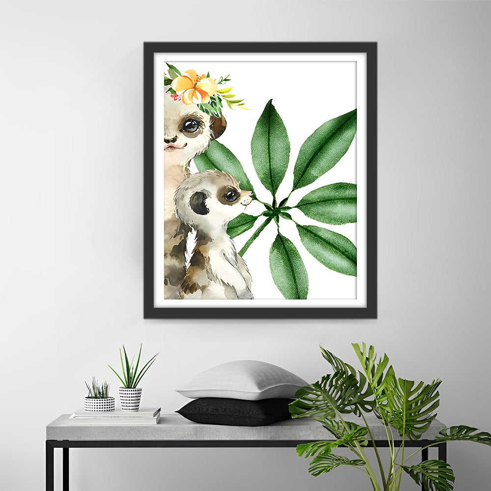 Twee Schattige Stokstaartjes Diamond Painting