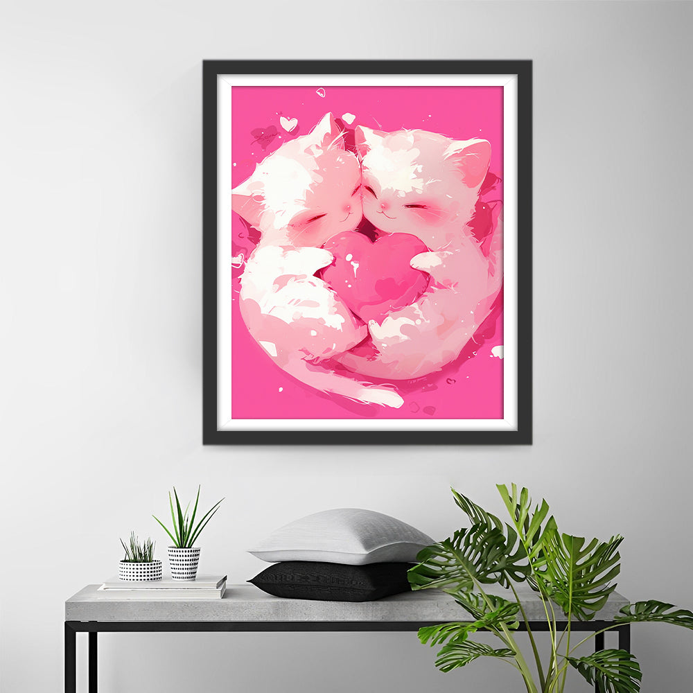 Twee Tedere Witte Katjes Diamond Painting