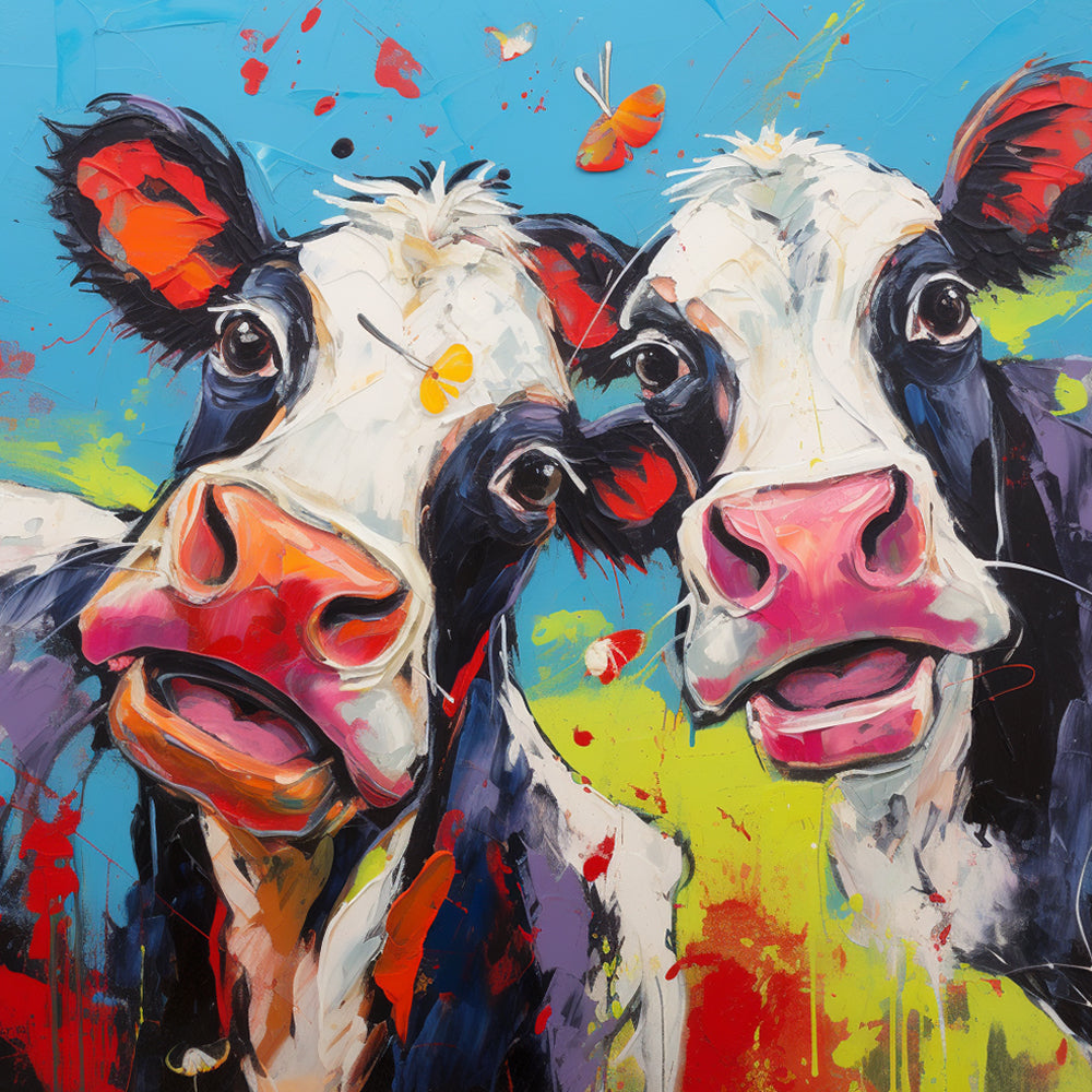 Twee Verraste Koeien Diamond Painting