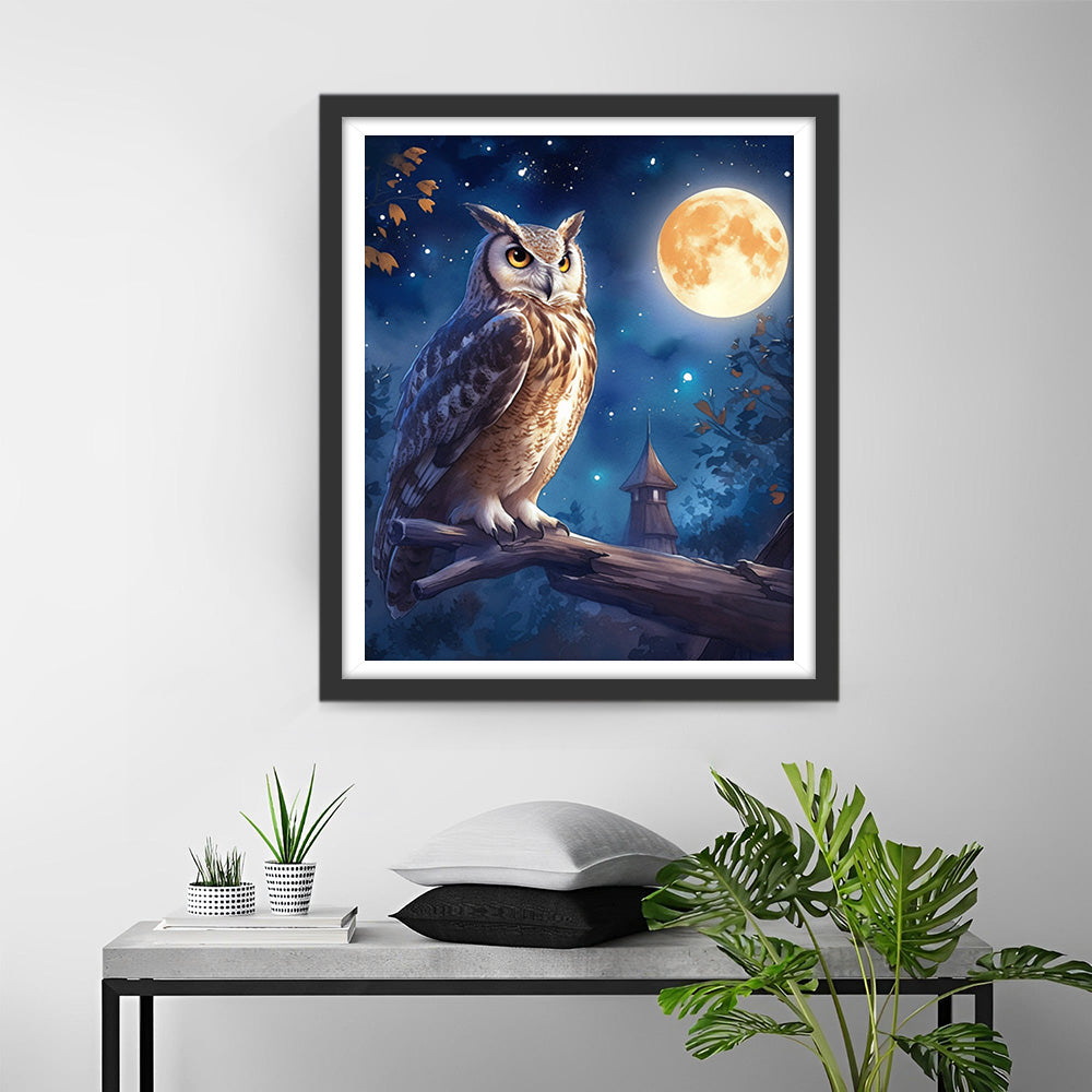 Uil en Maan Diamond Painting