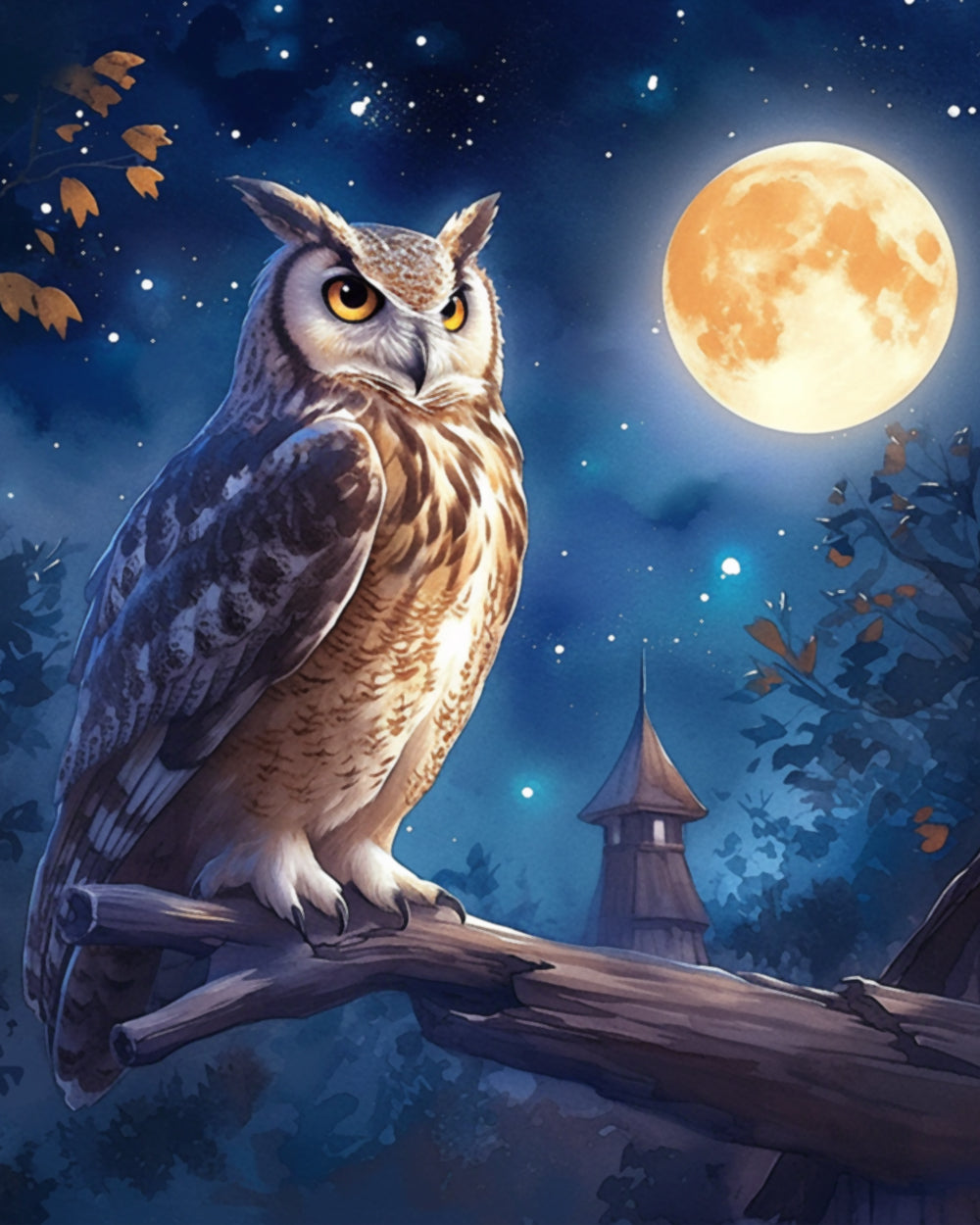 Uil en Maan Diamond Painting