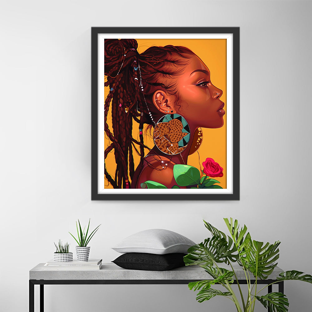 Unieke Charme van Vrouw met Afrikaanse Inspiratie Diamond Painting