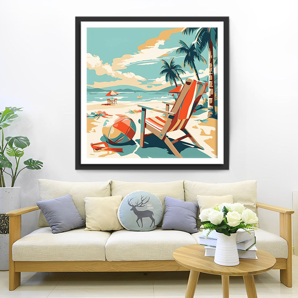 Vakantiestoel aan Zee Diamond Painting