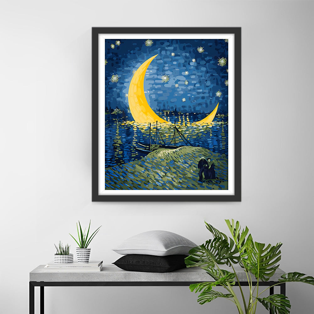 Van Gogh Sterrennacht Maan Diamond Painting