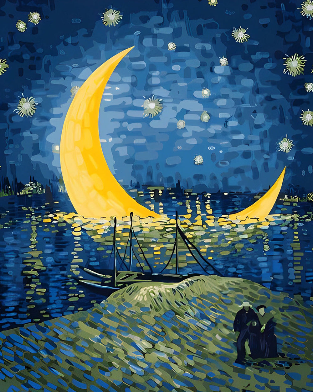 Van Gogh Sterrennacht Maan Diamond Painting