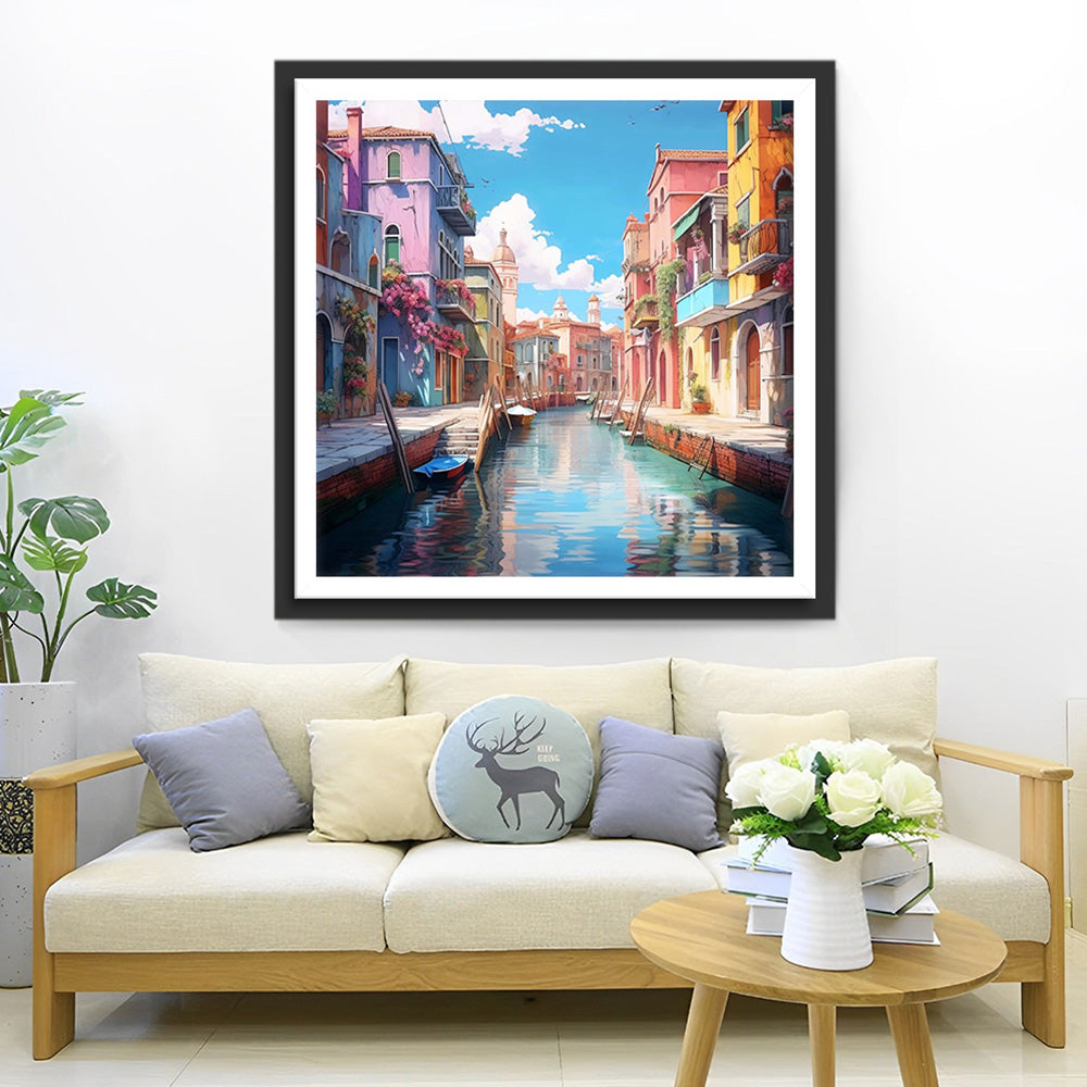 Venetiaanse Rivier op een Zonnige Dag Diamond Painting