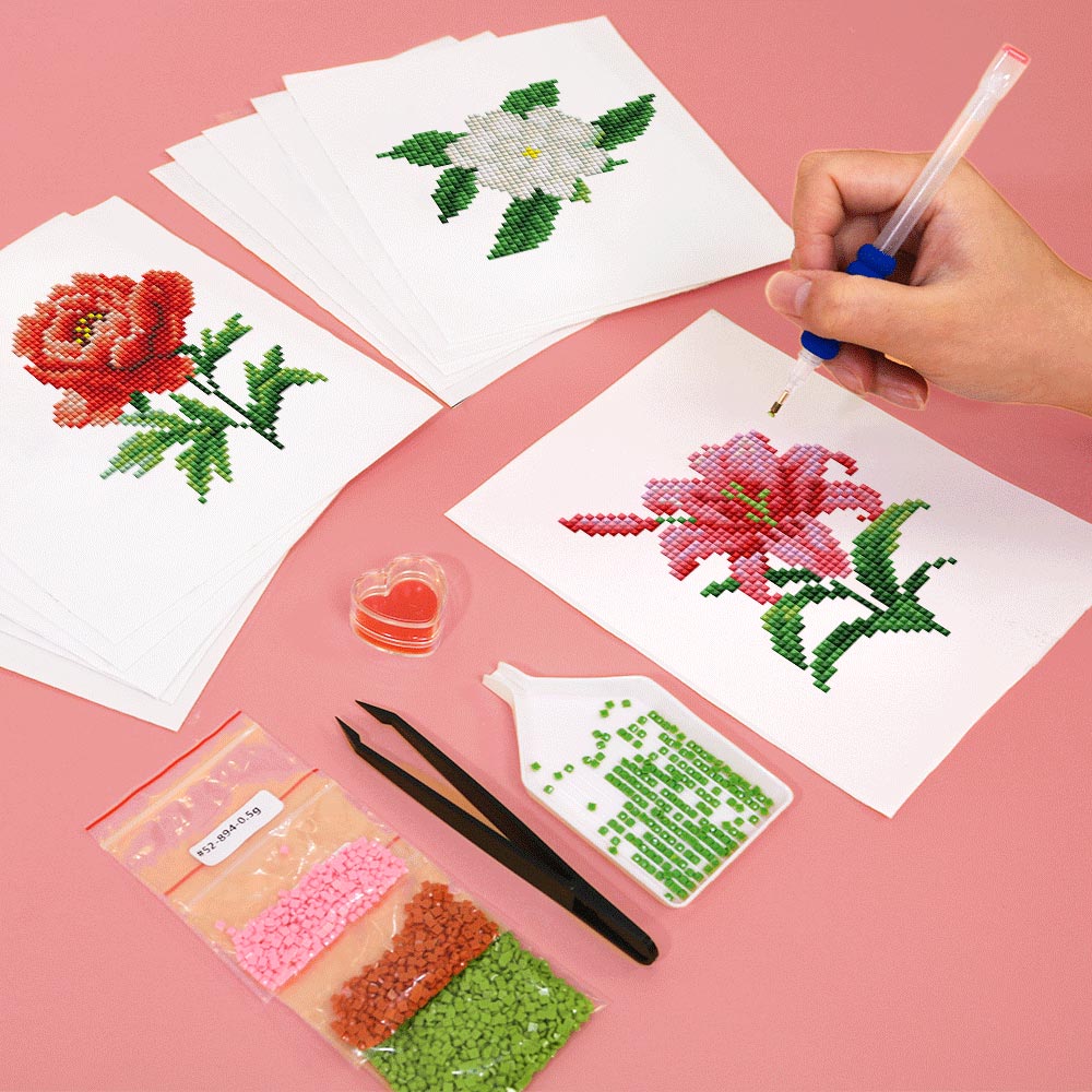 Verschillende Bloemensoorten 12 Stuks – Mini Diamond Painting Set