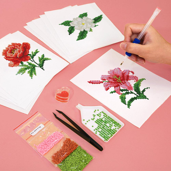 Verschillende Bloemensoorten 12 Stuks – Mini Diamond Painting Set