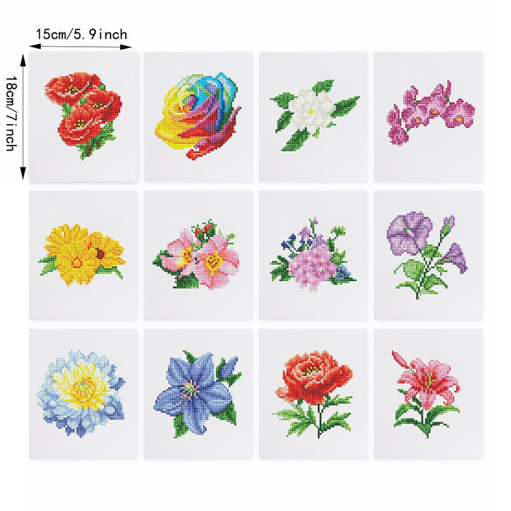 Verschillende Bloemensoorten 12 Stuks – Mini Diamond Painting Set