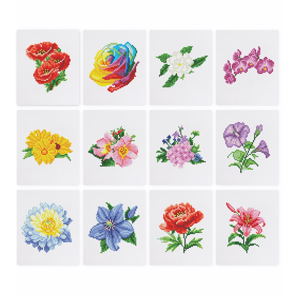 Verschillende Bloemensoorten 12 Stuks – Mini Diamond Painting Set