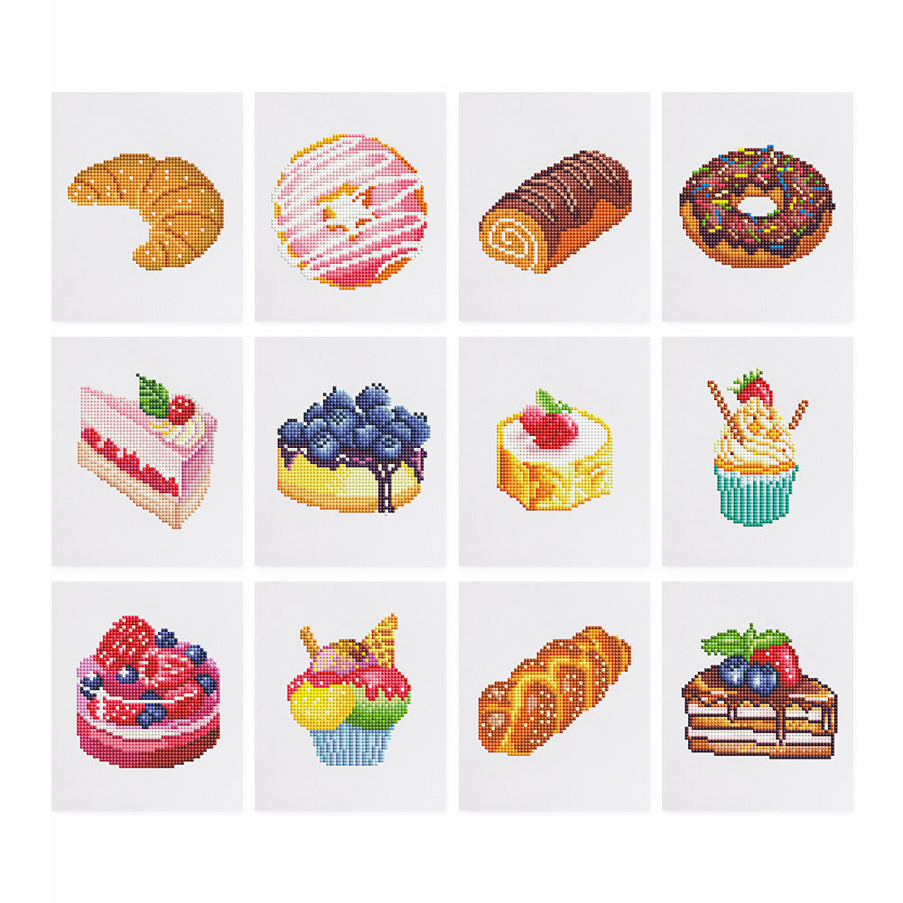 Verschillende Brood- en Dessertsoorten 12 Stuks – Mini Diamond Painting Set